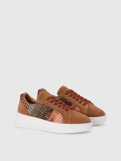 Sneakers in suede con inserto in tessuto lamé