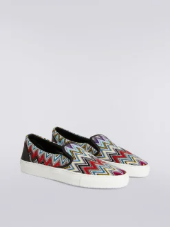 Sneakers slip on con tomaia zig zag multicolore