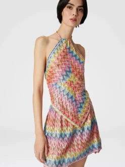 Top a fazzoletto in pizzo di misto cotone spalmato