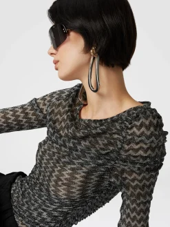 Top con arricciatura in misto viscosa zig zag lamé