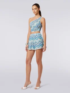 Top monospalla crochet con lurex