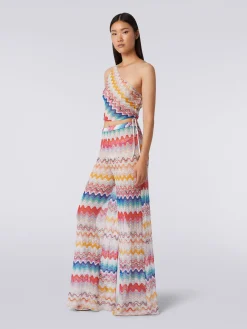 Top monospalla motivo onda con lurex