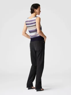 Top senza maniche in viscosa zig zag lamé