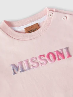 T-shirt girocollo a maniche lunghe in cotone con logo