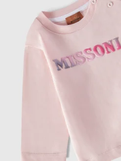 T-shirt girocollo a maniche lunghe in cotone con logo