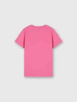 T-shirt girocollo in cotone con logo in strass