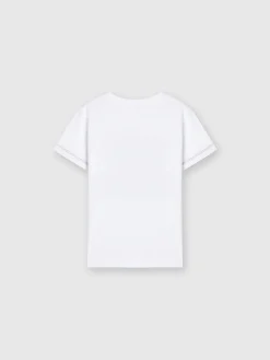 T-shirt girocollo in cotone con stampa zig zag e logo