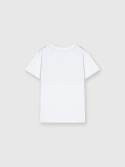 T-shirt girocollo in cotone con inserto zig zag e logo