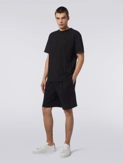 T-shirt girocollo in cotone e viscosa chevron