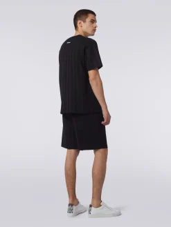 T-shirt girocollo in cotone e viscosa chevron