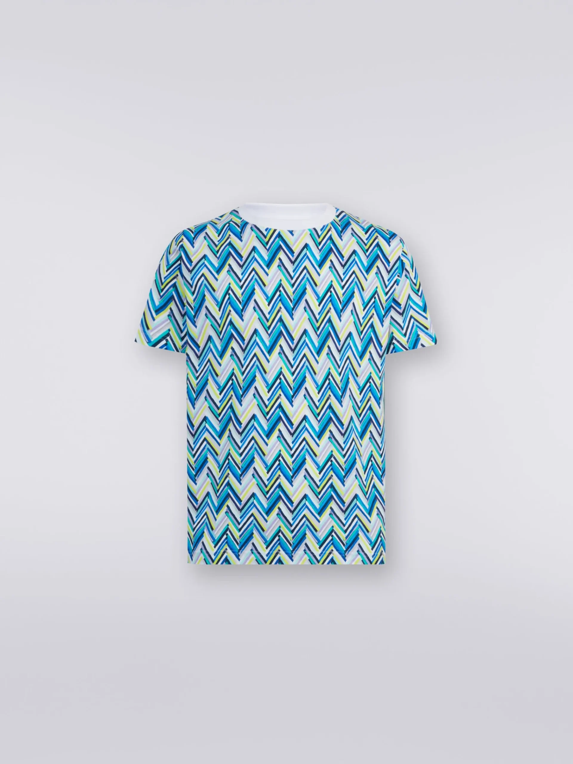 T-shirt girocollo in cotone con stampa zig zag