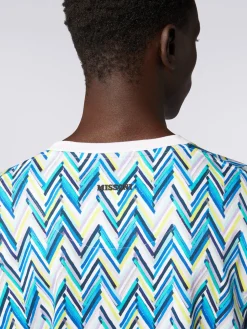 T-shirt girocollo in cotone con stampa zig zag
