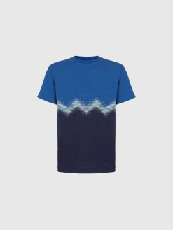 T-shirt girocollo in cotone con zig zag fiammato