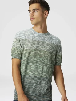 T-shirt girocollo in cotone fiammato dégradé