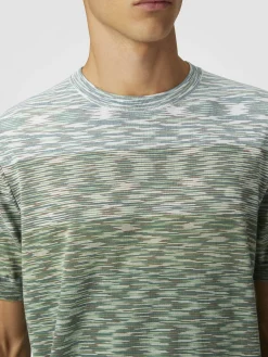 T-shirt girocollo in cotone fiammato dégradé