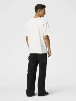 T-shirt girocollo in cotone con inserto zig zag sfumato