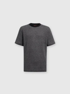 T-shirt in cotone e viscosa zig zag lamé