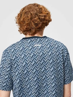 T-shirt in jersey di cotone jacquard zig zag