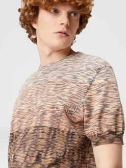 T-shirt in maglia fiammata di cotone