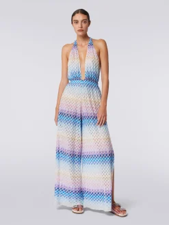 Tuta pantalone effetto pizzo dégradé con lurex