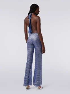 Tuta pantalone effetto pizzo con scollatura a V