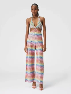 Tuta patchwork in misto cotone con dettagli cut out