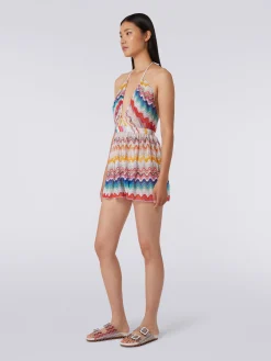 Tuta shorts motivo onda con lurex